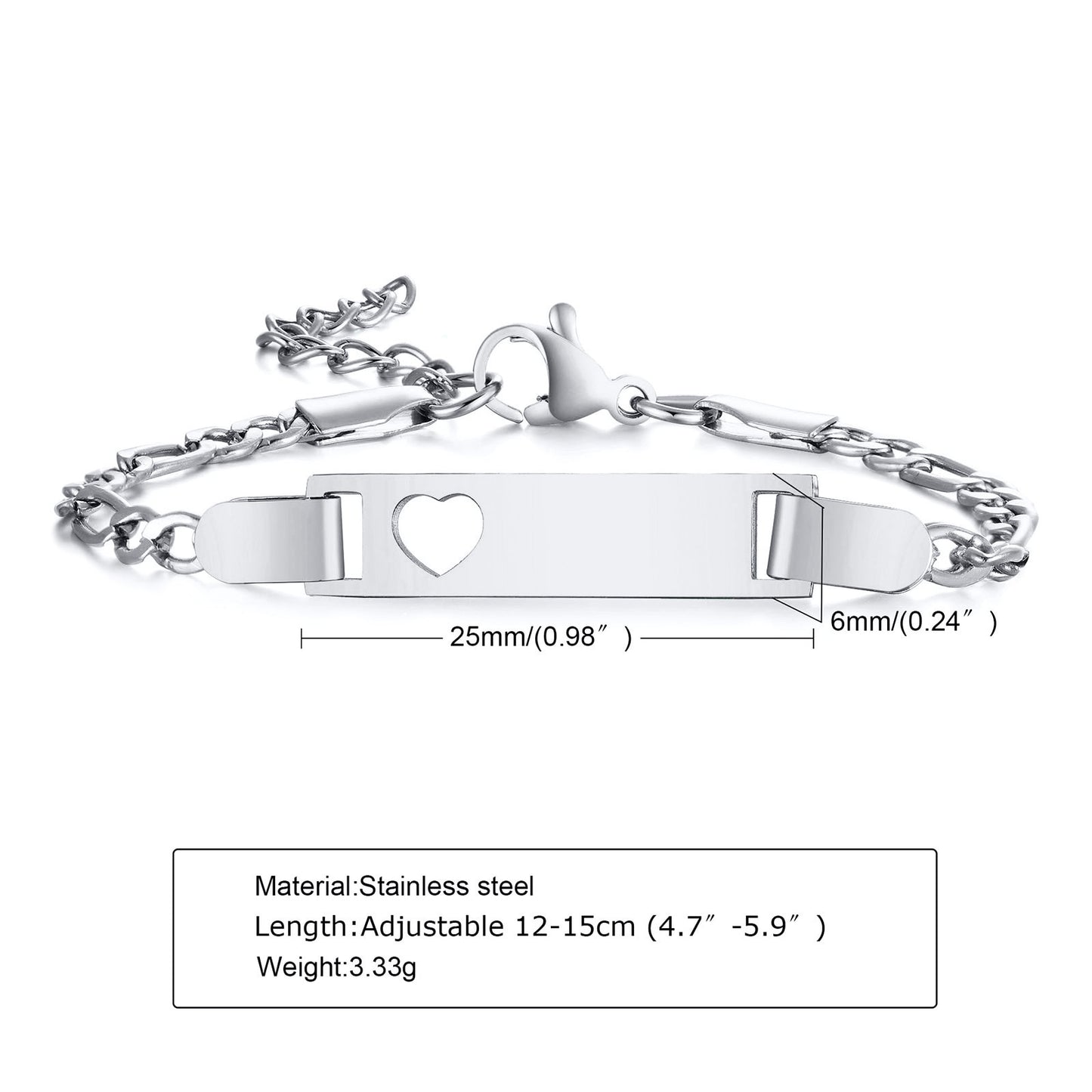 Custom Personalized Name Baby ID Bracelet, Stainless Steel Curb Chain Link Crown Bracelet Newborn Gilrs Boy Gifts Not Allergic