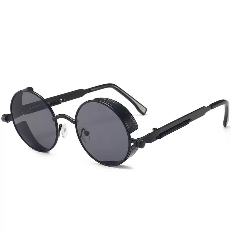 Classic Gothic Steampunk Sunglasses Luxury Brand Designer High Quality Men  Retro Round Metal Frame Sunglasses UV400