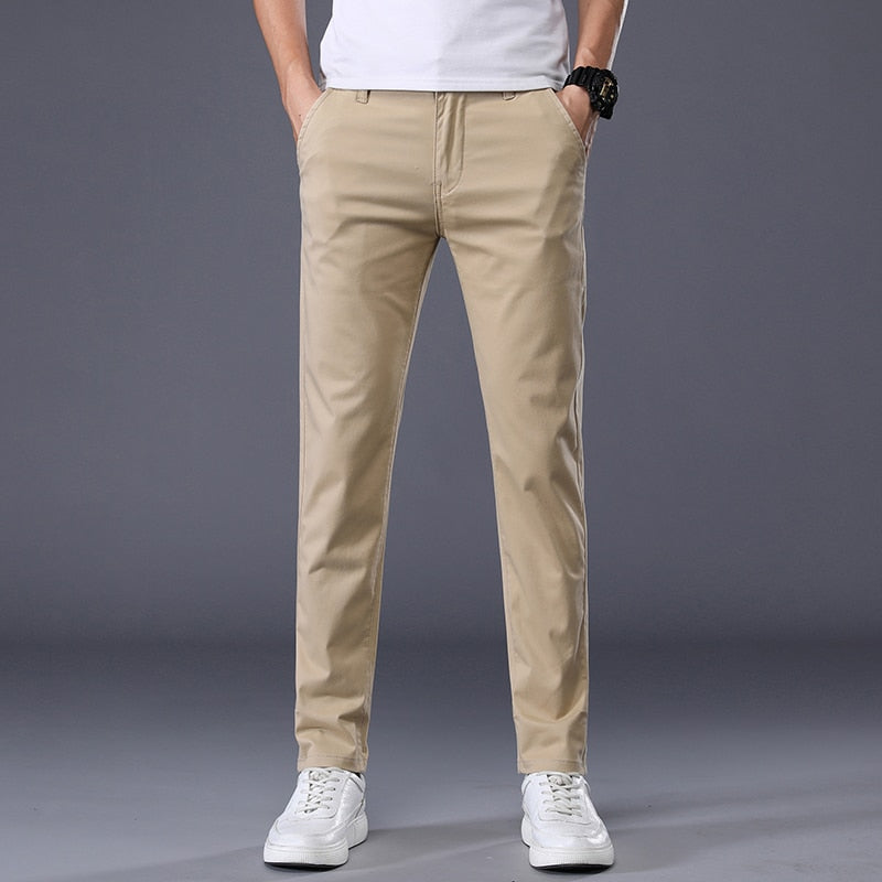 7 Colors Men&#39;s Classic Solid Color Summer Thin Casual Pants Business Fashion Stretch Cotton Slim Brand Trousers Male