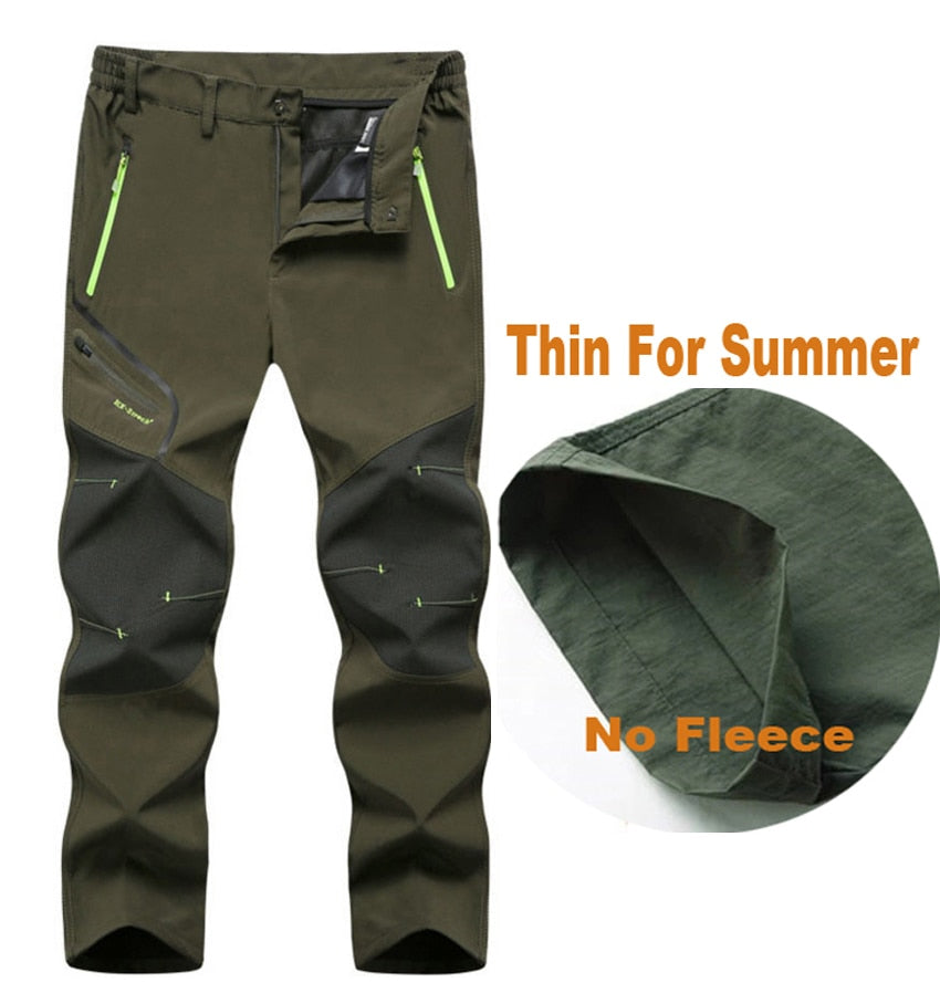 Men Summer Spring Fall Hiking Trekking Fishing Camping Climbing Run Trousers Plus Size Oversized Waterproof Outdoor Fleece Pants