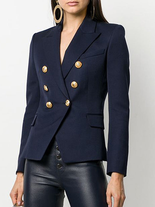 HIGH QUALITY New Fashion Designer Jacket Women's Classic Slim Fitting Metal Lion Buttons Double Breasted Blazer Outer S-5XL