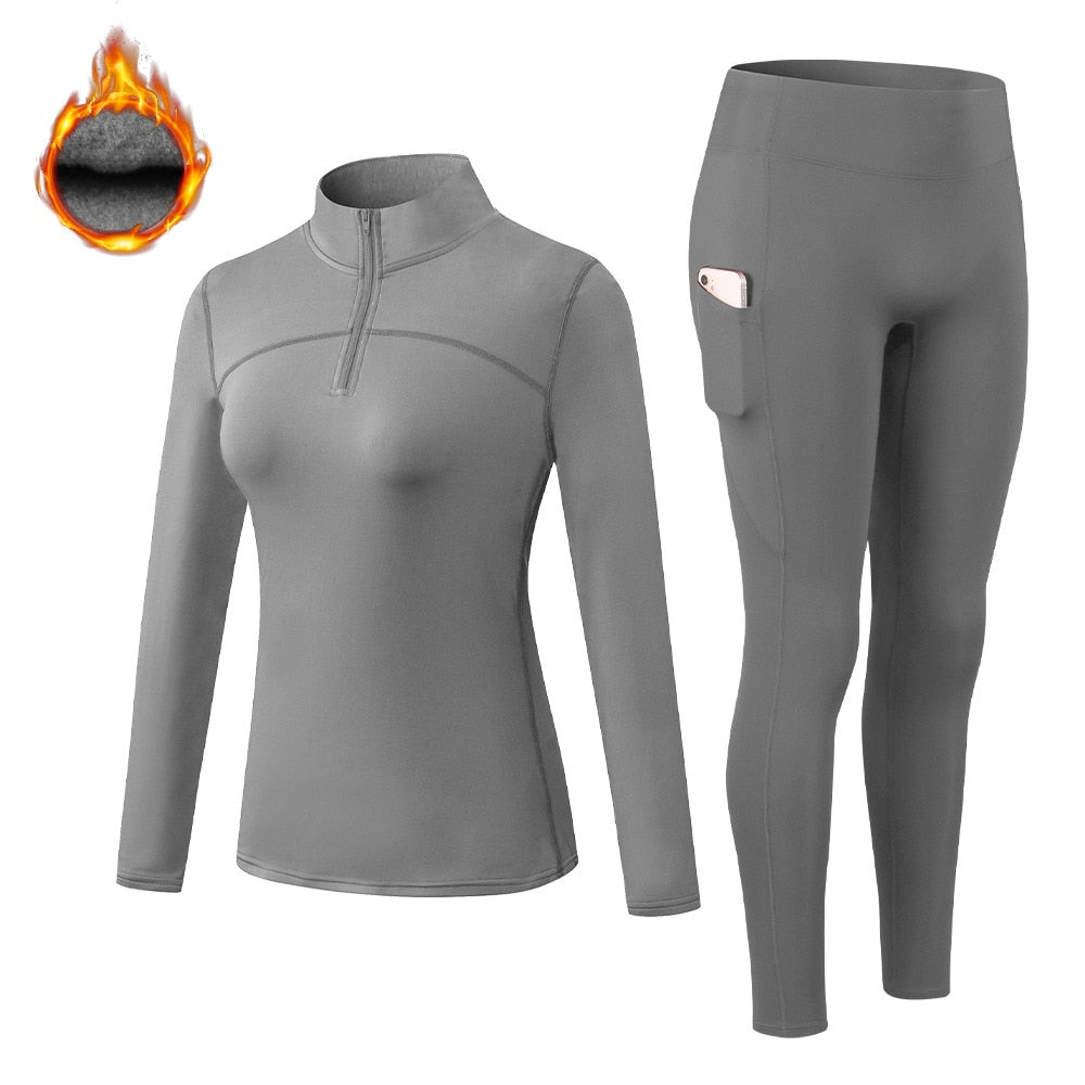 Winter Women&#39;s Thermal Underwear Sets High-collar Winter Fast Dry Long Johns Thermo Underwear Women Shirt Female Warm Clothes