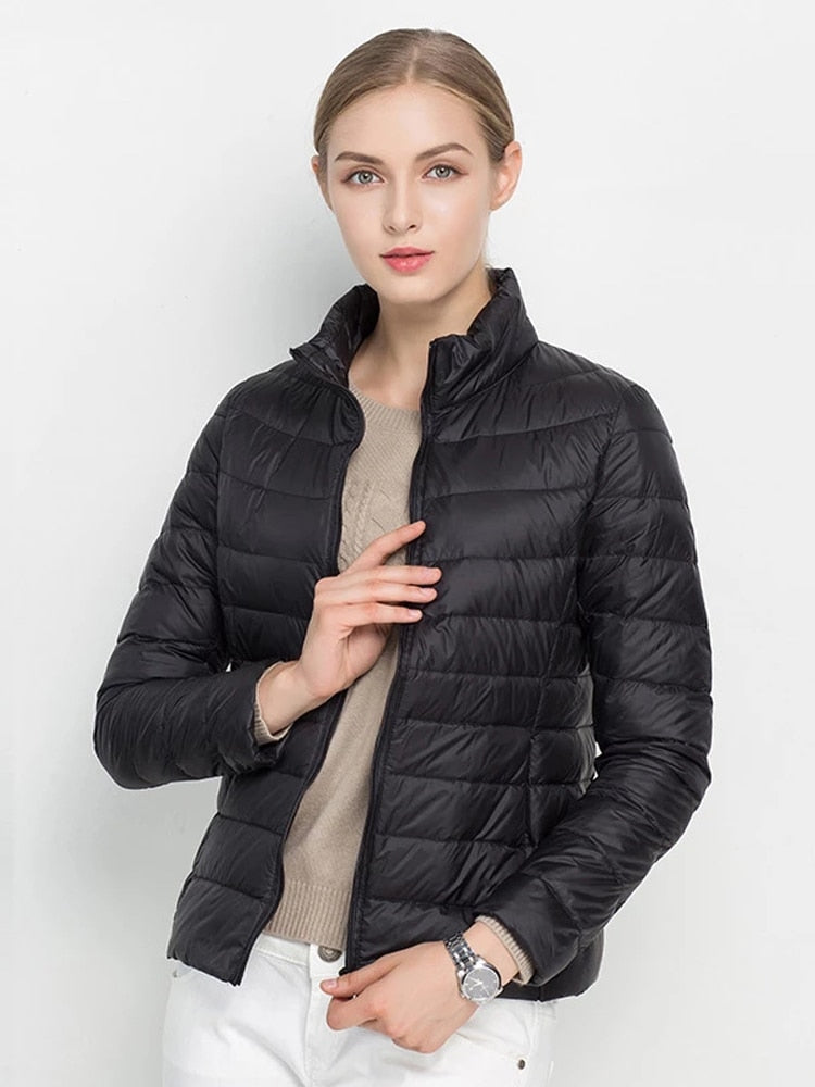 Women Coat New Ultra Light White Duck Down Jacket Slim Women Winter Puffer Jacket Portable Windproof Down Coat 7XL