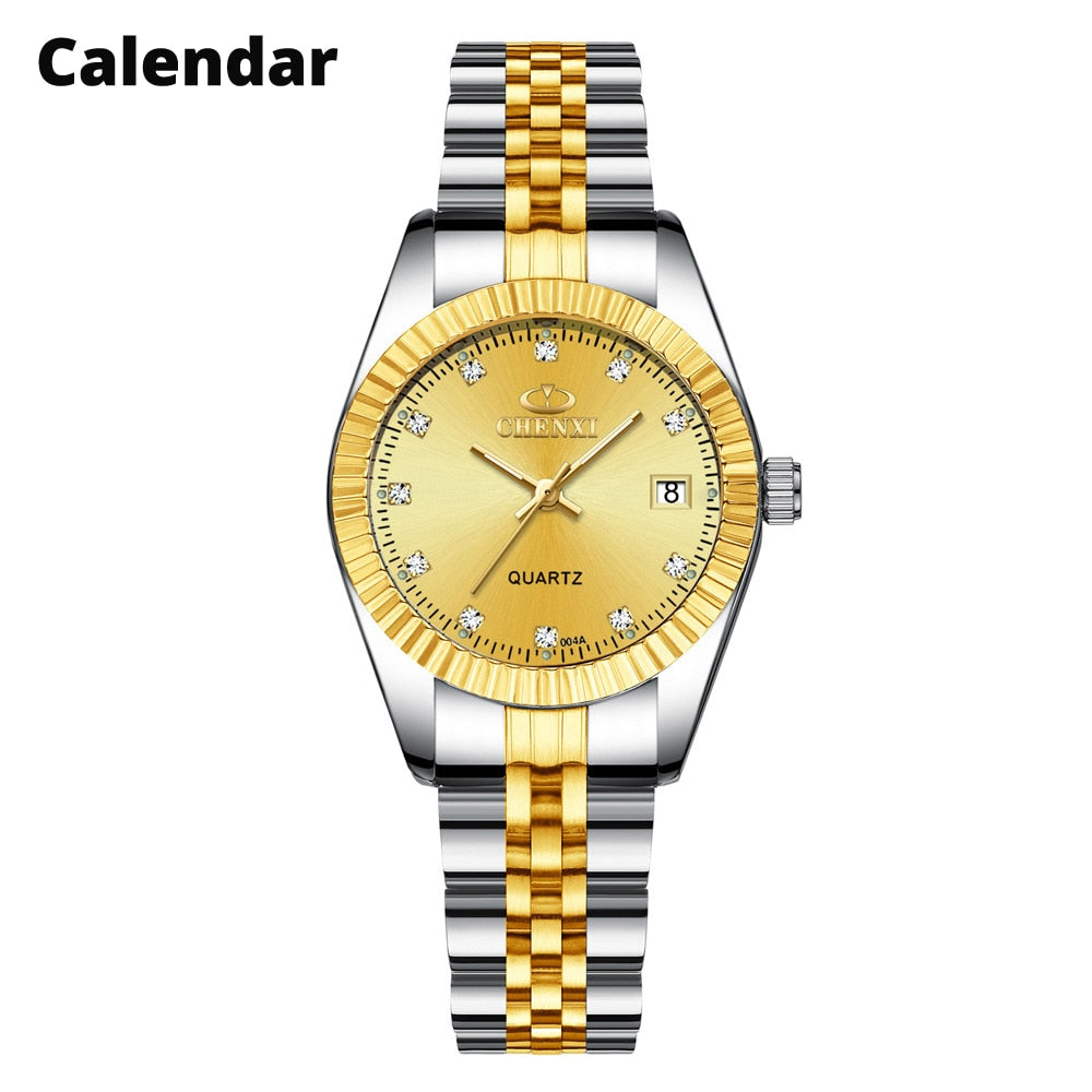 CHENXI Women Golden &amp; Silver Classic Quartz Watch Female Elegant Clock Luxury Gift Watches Ladies Waterproof Wristwatch