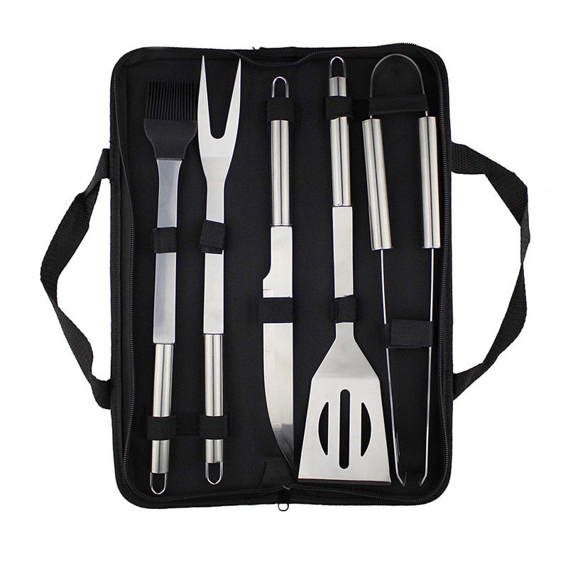 Barbecue Set Stainless Steel Barbecue Kit BBQ Grill Tool Set with Bag Outdoor Camping Cooking Grilling Tools Set BBQ Accessories