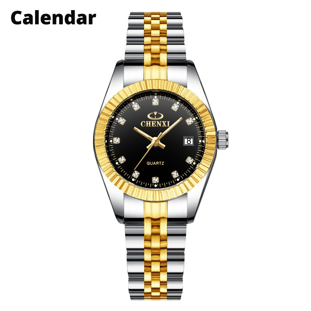 CHENXI Women Golden &amp; Silver Classic Quartz Watch Female Elegant Clock Luxury Gift Watches Ladies Waterproof Wristwatch