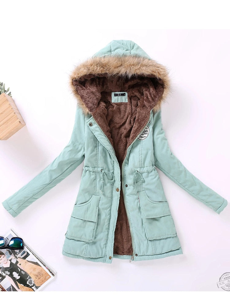 new winter military coats women cotton wadded hooded jacket medium-long casual parka thickness  XXXL quilt snow outwear