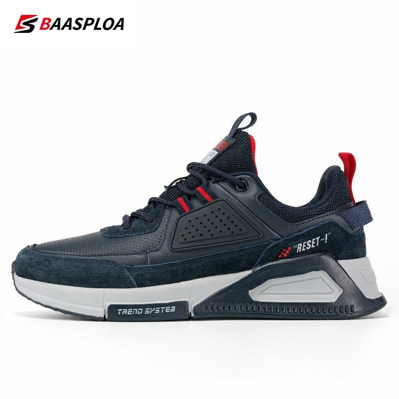 Baasploa 2022 New Men Leather Sneaker Waterproof Walking Shoes  Fashion Casual Shoes Non-Slip Wear-Resistant Male Sport  Shoe