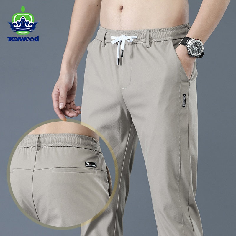 Jeywood Brand New Spring Summer Men&#39;s Casual Pants Slim Pant Straight Thin Trousers Male Fashion Stretch Khaki Jogging 28-38