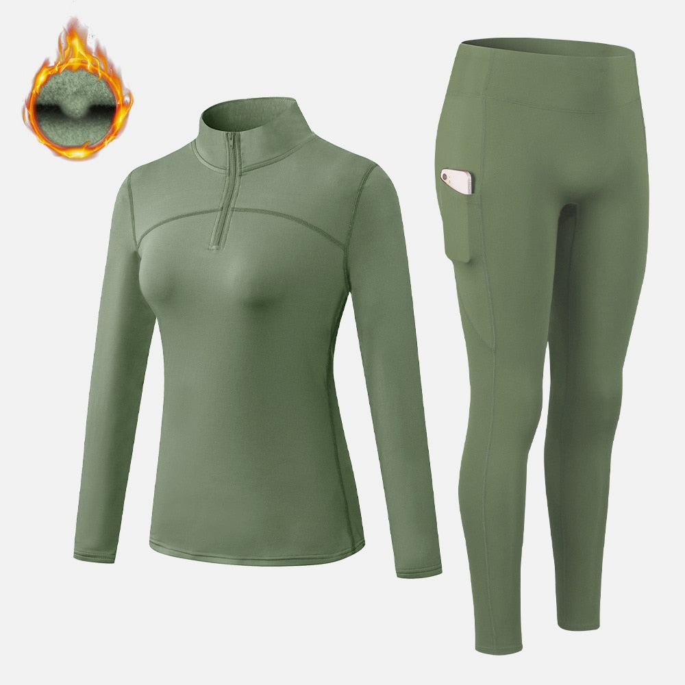 Winter Women&#39;s Thermal Underwear Sets High-collar Winter Fast Dry Long Johns Thermo Underwear Women Shirt Female Warm Clothes