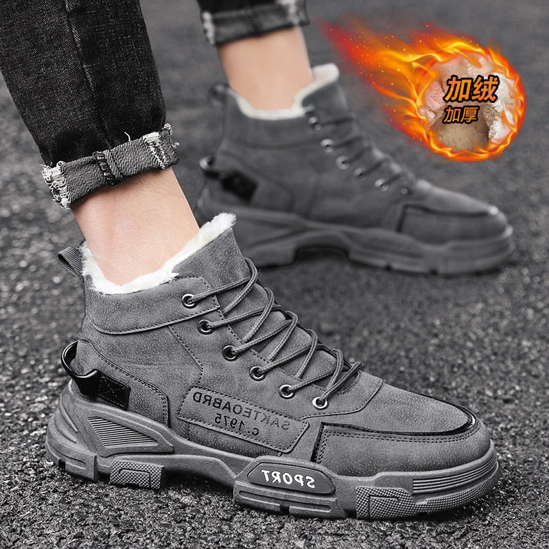 Men Boots Men&#39;s Winter Shoes Fashion Snow Boots Shoes Plus Size Winter Sneakers Ankle Men Shoes Winter Boots Black Blue Footwear