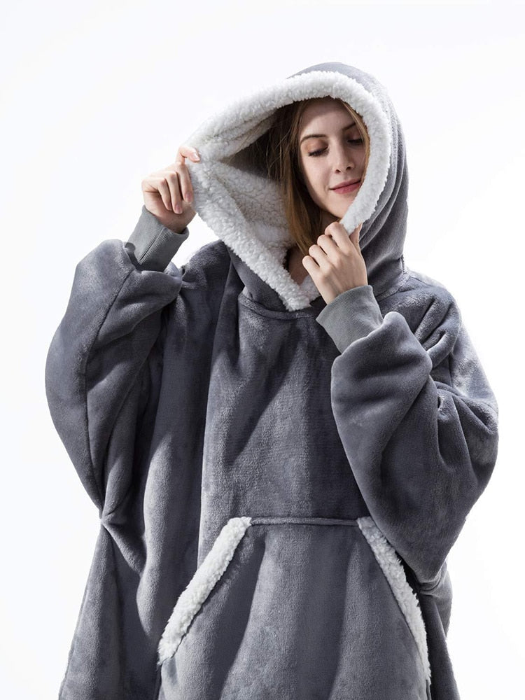 Oversized Hoodies Sweatshirt Women Winter Hoodies Fleece Giant TV Blanket With Sleeves Pullover Oversize Women Hoody Sweatshirts