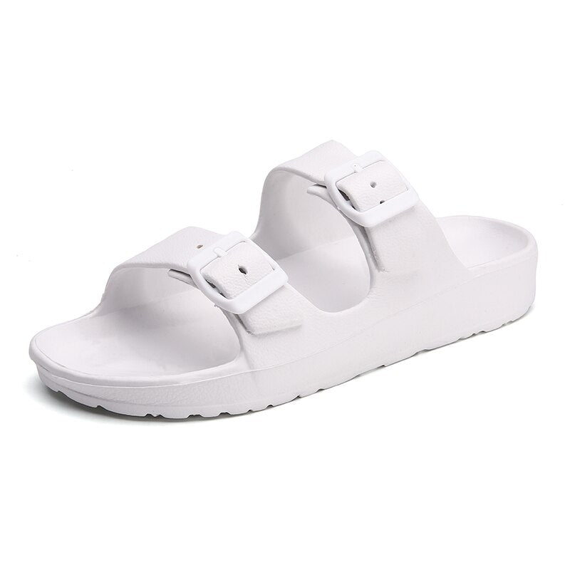 YISHEN Sandals For Men Slippers Double Buckle Slide EVA Sandals Beach Slippers Summer Casual Shoes Flats Unisex Jelly Shoes