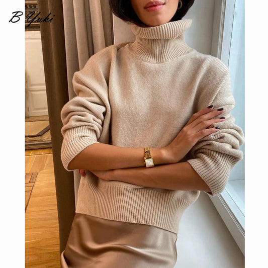 Blessyuki Loose Cashmere Turtleneck Knitted Sweater Women Autumn Winter Thicken Warm Basic Pullover Female Casual Simple Jumper