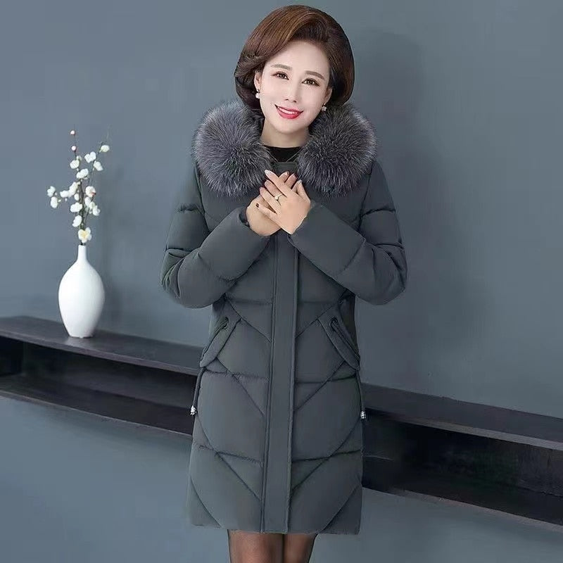 Fashion Winter Jacket Women Big Fur Hooded Thick Down Parkas 5XL Female Jacket Coat Lambswool Warm Winter Outwear Long 2021 New